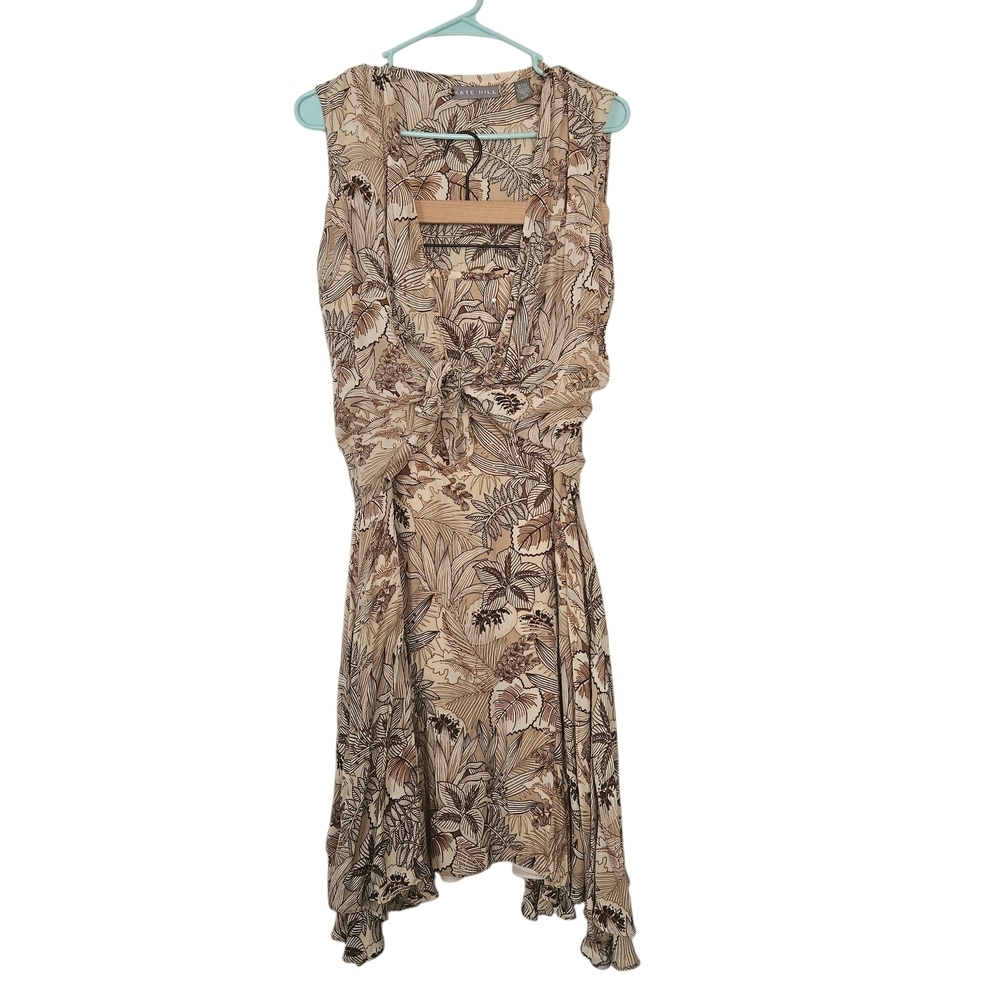 Kate Hill Asymmetrical Beige Floral Dress